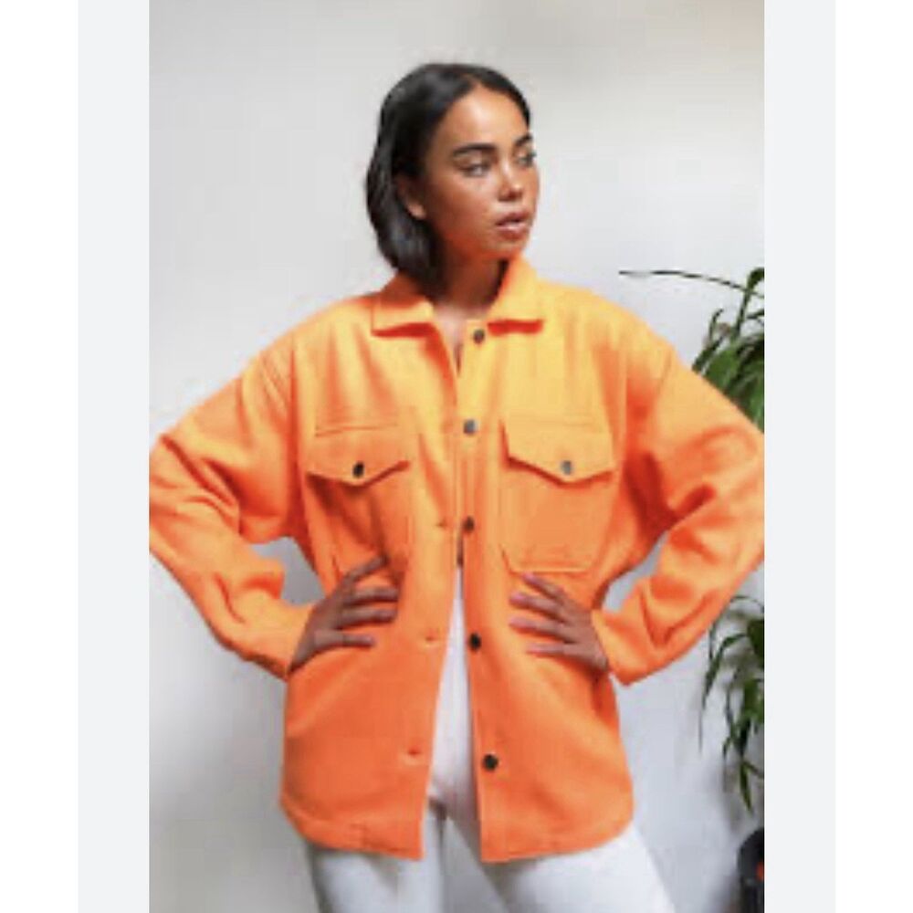 Prettylittlething Women's Shacket S Small Pretty Little Orange streetwear neon